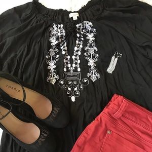 Cute Black 3/4 Sleeves Top